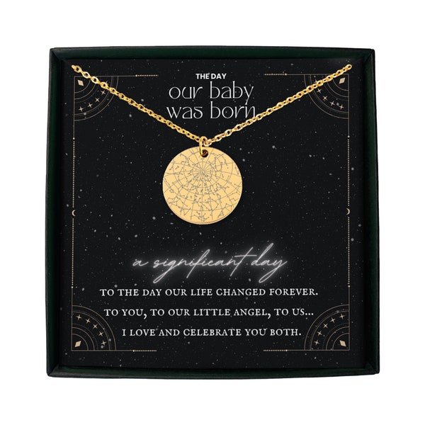 Star Map Necklace, Place & Time custom star map, star map of special date