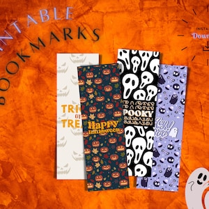 Printable Bookmarks, Set of Printable Bookmarks, Digital Bookmarks, Instant Download, Book Lovers Gifts, Halloween Bookmarks