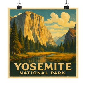 Yosemite National Park Poster - 10x10 Vintage El Capitan Wall Art Print