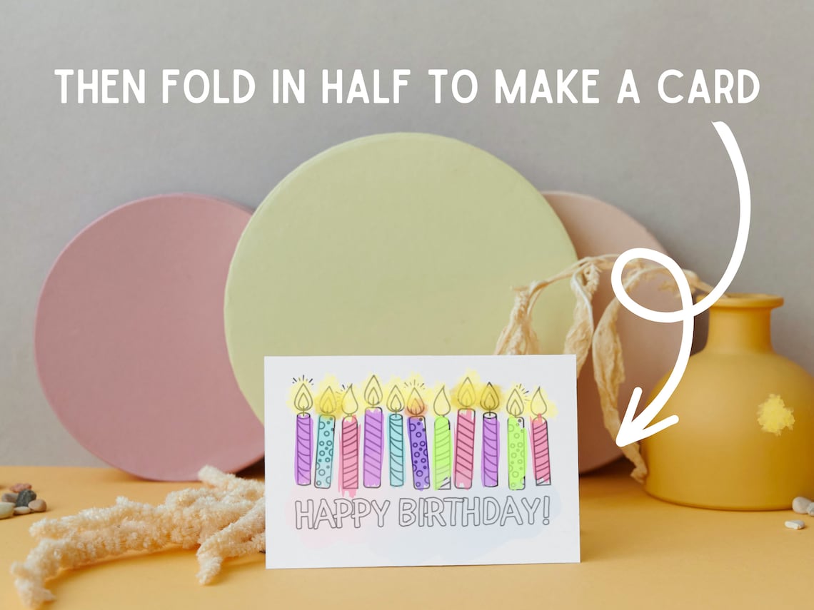Printable Birthday Cards | Color Your Own Birthday Card | Digital ...
