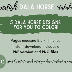 Printable Coloring Pages | 5 Dala Horse Designs | Digital Download - Etsy