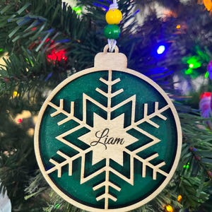 Custom Snowflake Christmas Ornament, Personalized Name