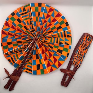 Handcrafted Kente Cloth Fan, African Print Fabric, Unique Wall Decor