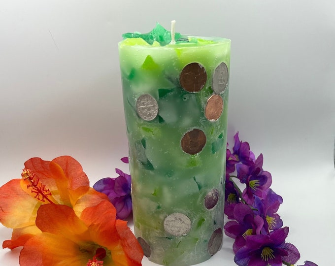 Featured listing image: Abundance Affirmation Pillar Candle- 3 x 6.5in.