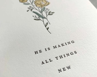 He Is Making All Things New | Letterpress Wildflower Watercolor Art Print