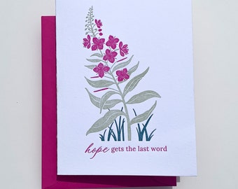 Fireweed Flower Letterpress Greeting Card | Encouragement Sympathy Card