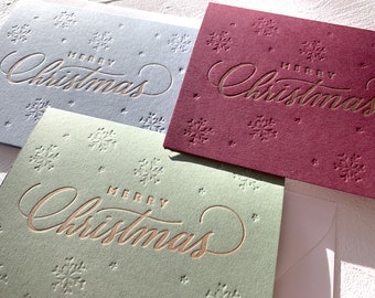 Merry Christmas Letterpress Card | Single A2 Card or Box Set