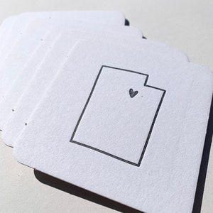Utah Love Coasters | Perfect Utah Souvenir, Housewarming Gift | Letterpress Printed | Set of 10