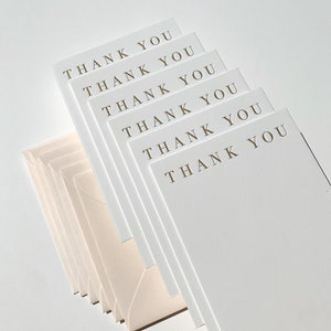 Cartes de remerciement typographiques | Mariage, fête prénuptiale, fête prénatale | Lot de 6