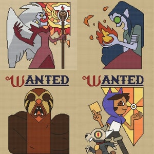 WANTED - Luz, Hooty, Lilith, Eda Bundle - The Owl House Cross Stitch