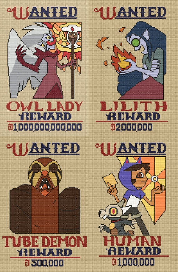 WANTED - Luz, Hooty, Lilith, Eda Bundle - the Owl House Cross