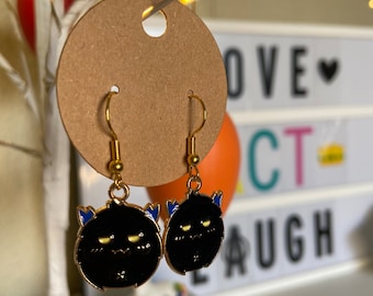 Halloween black monster drop earrings