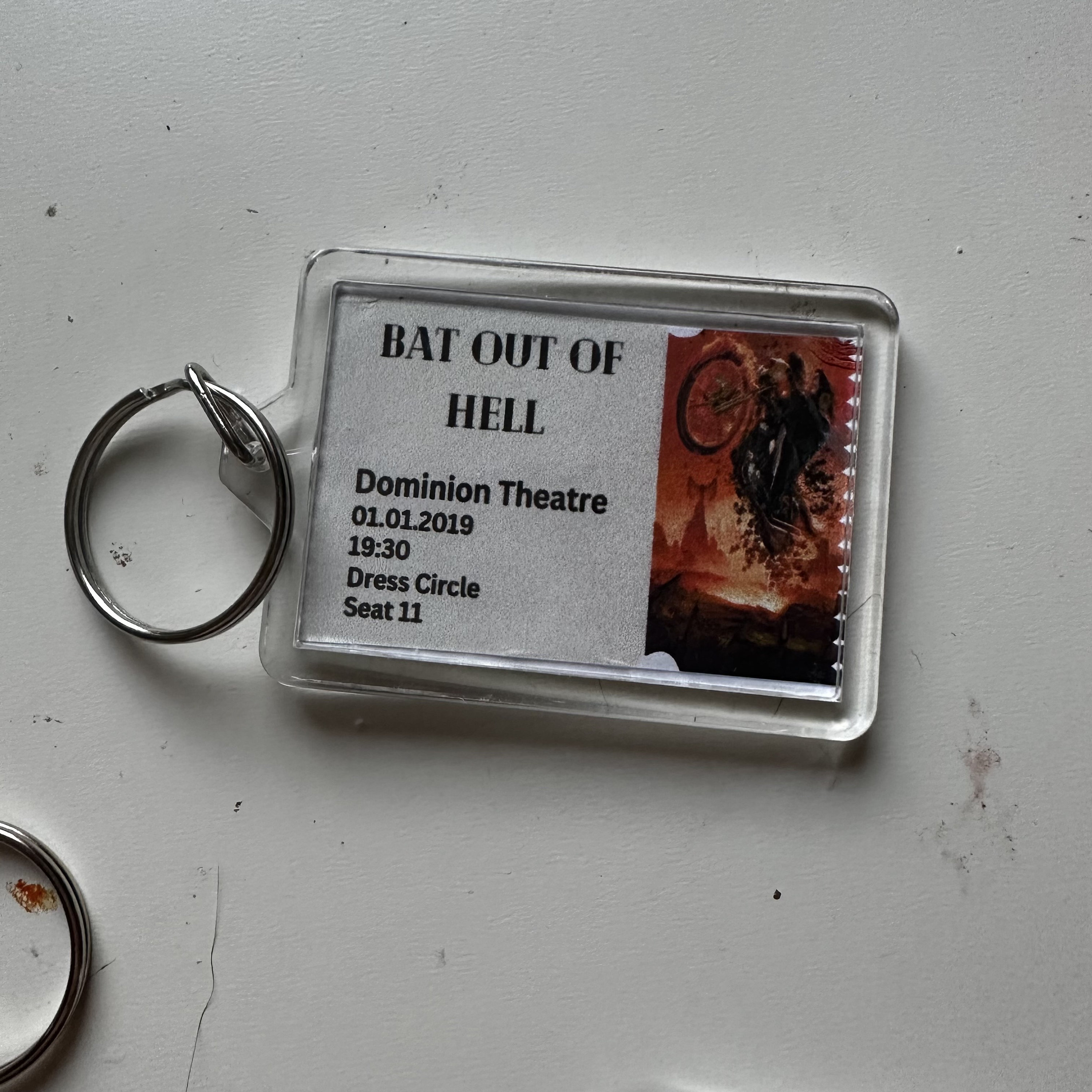 Musical Theatre Ticket Style Personalised Photo Text Show Gift Keyring