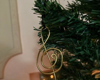 Decoración de clave de sol de música de alambre para árbol de Navidad de adorno para arte de pared decoración del hogar regalo de músico hecho a mano único hecho a medida