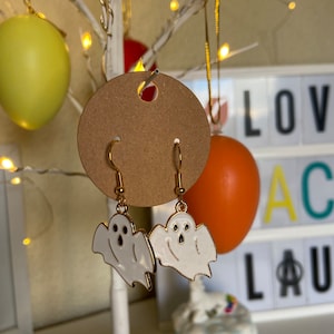 Halloween white haunted ghost drop earrings