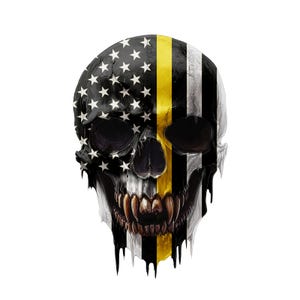 Skull Decal - Skull Sticker for Your Car, Truck, Laptop / Yellow Line