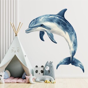 Dolphin Wall Decal | Dolphin Wall Sticker | Ocean Sea Nursery Decor | Peel and Stick | Watercolor Dolphin