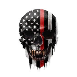 Skull Decal - Skull Sticker for Your Car, Truck, Laptop / Red Line
