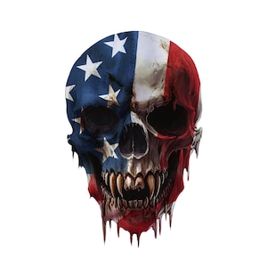 Skull Decal - Skull Sticker for Your Car, Truck, Laptop / USA Flag