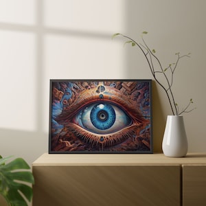 Art psychédélique du troisième œil, impression d'art mural oeil abstrait, impression d'oeil coloré, art mural salon