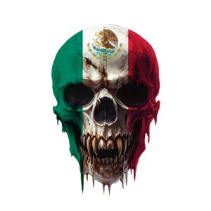 Skull Decal - Skull Sticker for Your Car, Truck, Laptop / Mexican Flag