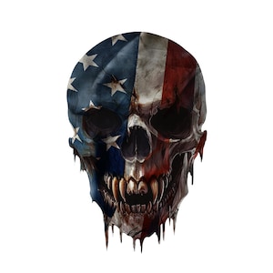 Skull Decal - Skull Sticker for Your Car, Truck, Laptop / USA Flag