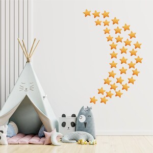 Watercolor Stars Wall Stickers, Gold Happy Stars Wall Stickers - Peel and Stick Wall Stickers Kids Room Decor