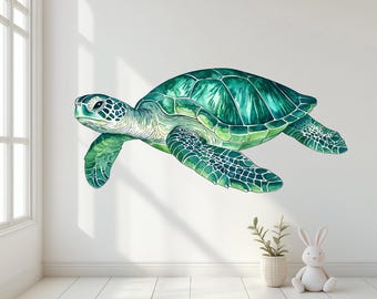 Watercolor Sea Turtle Wall Decal | Peel and Stick Nursery Decor