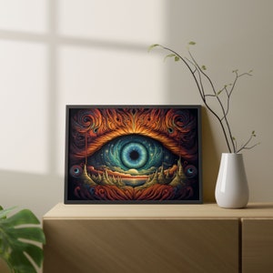 Art psychédélique du troisième œil, impression d'art mural oeil abstrait, impression d'oeil coloré, art mural salon