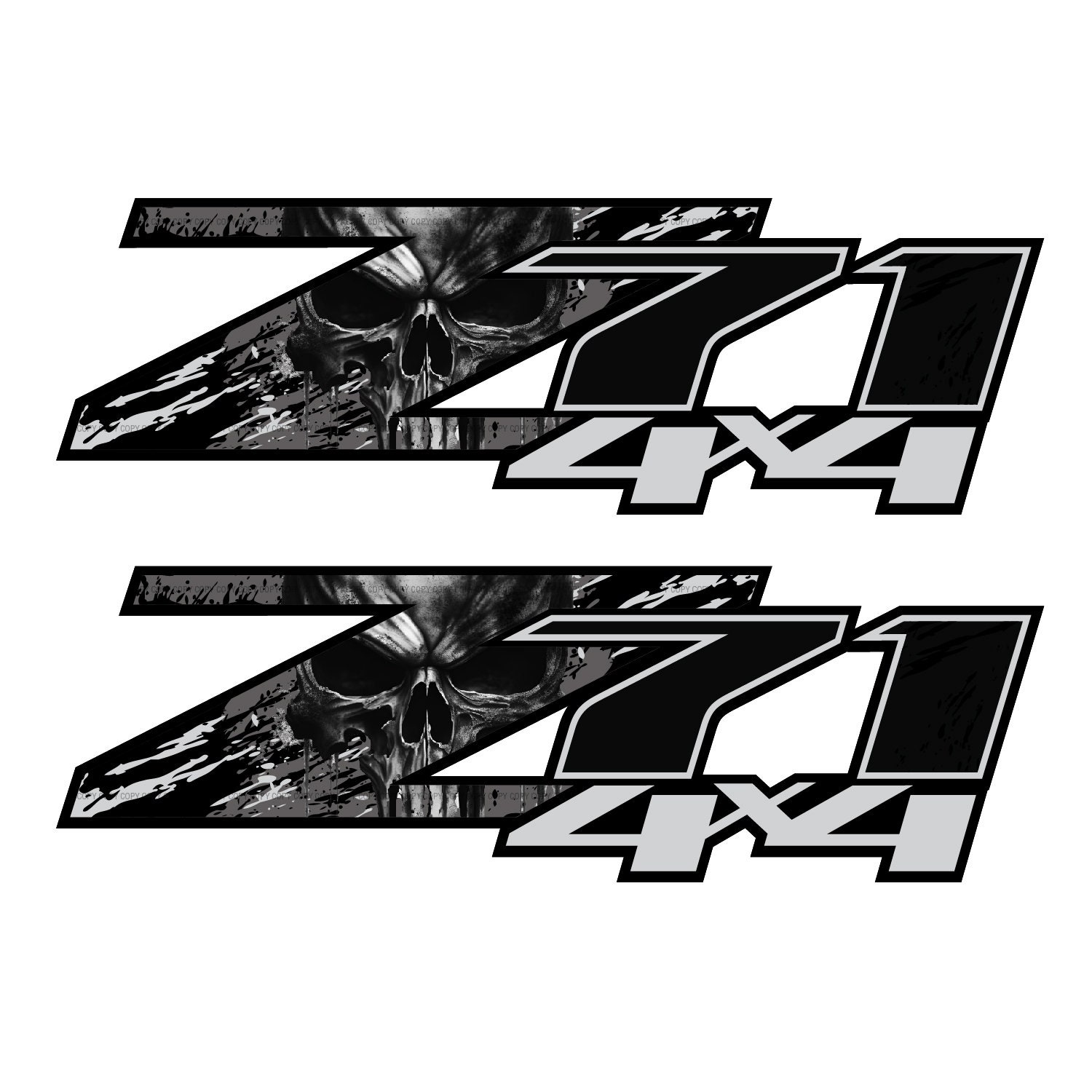 Z71 4x4 Skull Black Truck Decals Stickers for 1500 2500