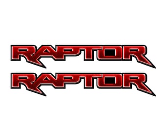 Zestaw metalowych naklejek Raptor na bok skrzyni ładunkowej / czerwony