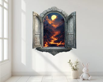 3D Window Wall Decal: Fantasy Magic Portal Sticker