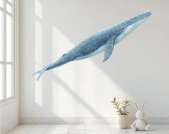 Whale Wall Decal | Whale Wall Sticker | Ocean Sea Nursery Decor | Peel and Stick | Watercolor Whale