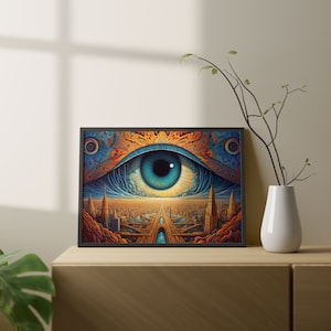 Art psychédélique du troisième œil, impression d'art mural oeil abstrait, impression d'oeil coloré, art mural salon