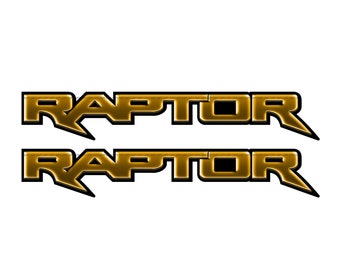 Zestaw metalowych naklejek Raptor na bok ciężarówki / złoty