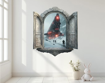 3D Window Wall Decal, Fantasy Room Decor, Magic Portal Sticker