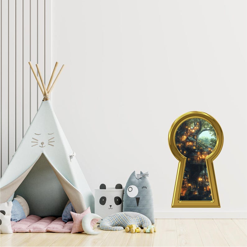 Treehouse Keyhole 3D Keyhole Wall Decal: Wonderland Fairy Tale Vinyl Sticker - Etsy