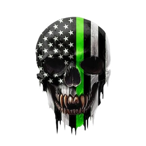 Schedelsticker - Schedelsticker voor je auto, vrachtwagen, laptop / Green Line