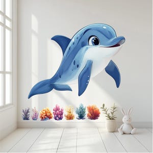 Dolphin Wall Decal | Dolphin Wall Sticker | Ocean Sea Nursery Decor | Peel and Stick | Watercolor Dolphin