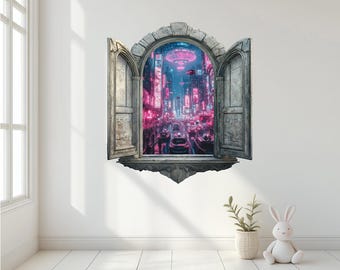 3D Window Wall Decal: Wonderland Fantasy Portal Sticker