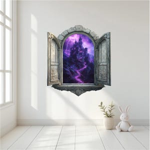 3D Window Wall Decal, Wonderland window sticker, Kids Room Decor Fantasy window, Magic Portal
