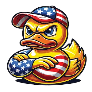 Duck Stickers Decals, Patriotic Duck Decals 4-Pack 5 inch