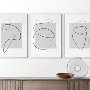 グレーの抽象画プリント 3 枚セット - グレーの抽象画ウォールアート - グレーの抽象画アート - グレーのウォールアート、ウォールプリント、ウォールデコレーション - グレーのドットアートプリント