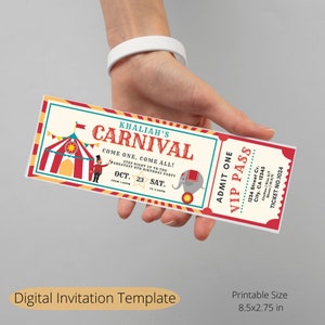 Carnival Birthday Invitation, Circus Birthday Invitation Party Invitation Template Digital Invitation Party Invite