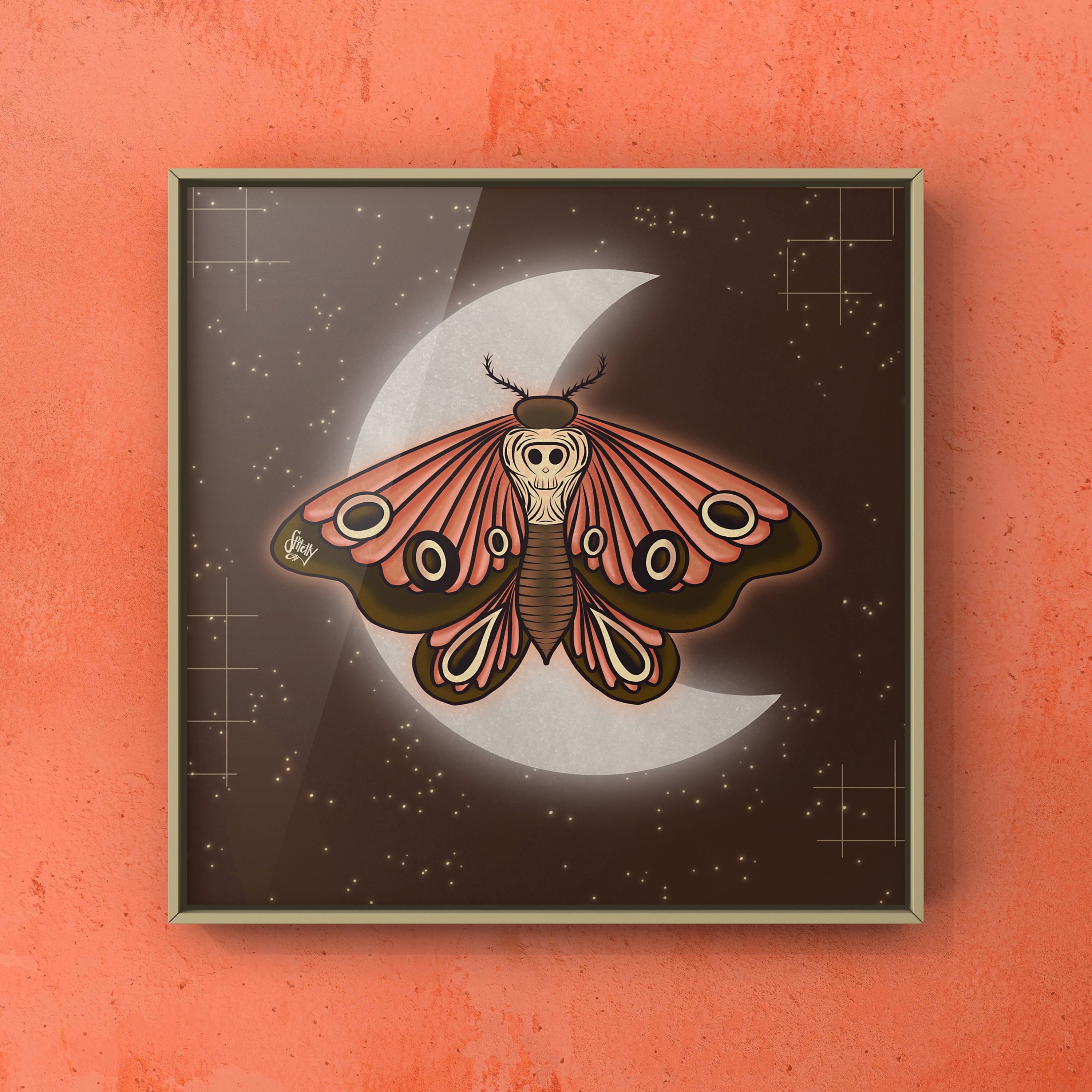 Death Moth and Moon Art Print Instant Download Printable Home Dorm and ...