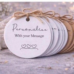 Custom Personalized Round Tags, Design Your Own Favour Tags with Logo or Image, Fully Bespoke Wedding & Event Labels image 1