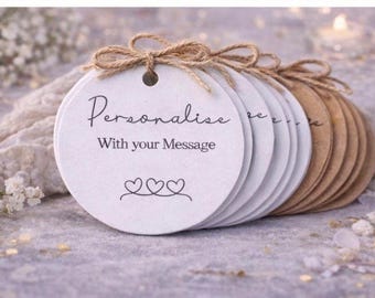 Custom Personalized Round Tags, Design Your Own Favour Tags with Logo or Image, Fully Bespoke Wedding & Event Labels