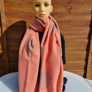 New Salmon Pink Colour Mulberry Tree  Print Reversible Cashmere Winter Scarf,Shawl Oversized Blanket Wrap Gift For Her or Him,Christmas Gift