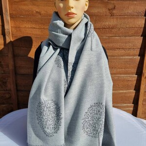 New Grey Colour Mulberry Tree  Print Reversible Cashmere Winter Scarf,Shawl Oversized Blanket Wrap Gift For Her or Him,Christmas Gift