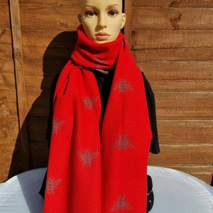 New Red Colour Bumble Bee Print Reversible Cashmere Winter Scarf,Shawl Oversized Blanket Wrap Gift For Her or Him,Christmas Gift